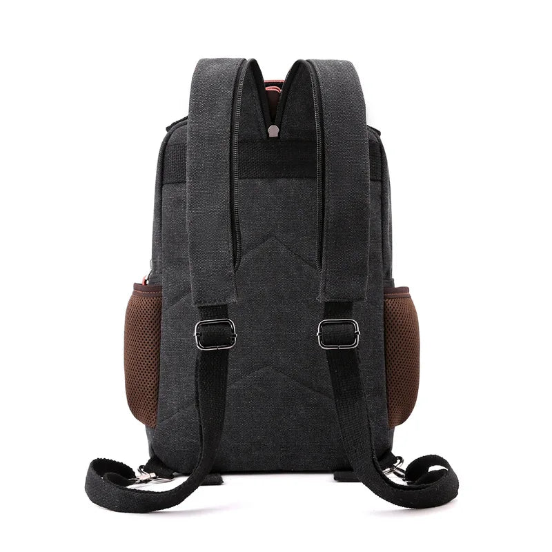 Small Mens Backpack Canvas Casual Backpacks for Men 2024 Mini Male School Bag Rucksack Man Multi-function Crossbody Bag Travel