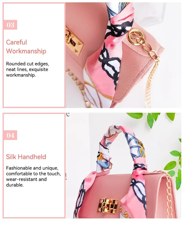 2023 New Fashion Niche Square Patterned Embossed Scarf Decoration V-pattern Tassel Lock Chain Single Shoulder Small Square Bag