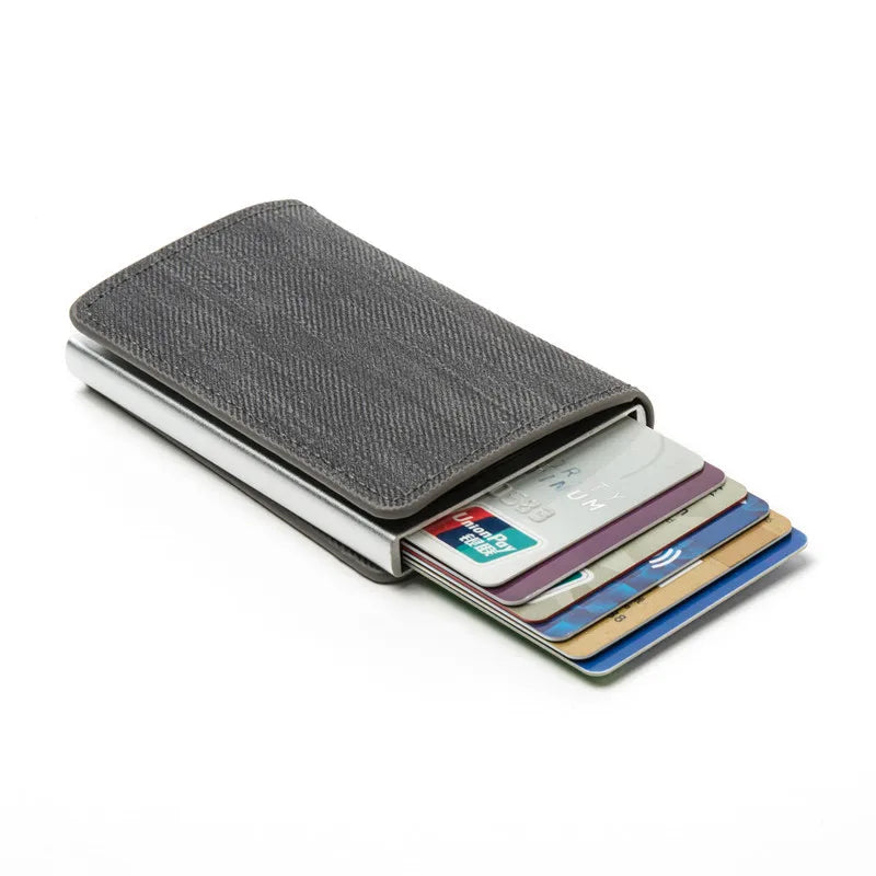 Gebwolf Credit Card Holder Men Wallet RFID Aluminium Box Denim Wallets with Money Clip