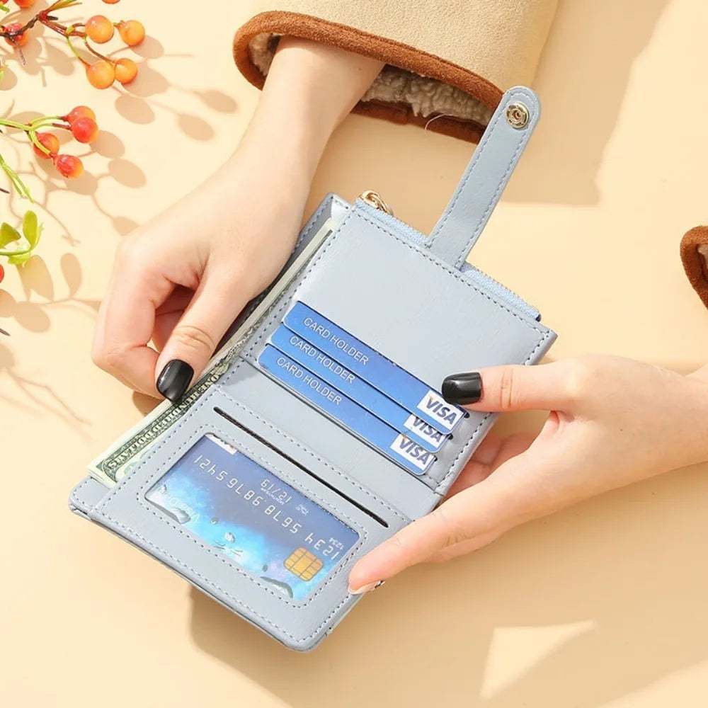 Multi-card Slots Women Short Wallet Fashion Leather Solid Color Women Clutch Crocodile Print Waterproof Card Bag Women