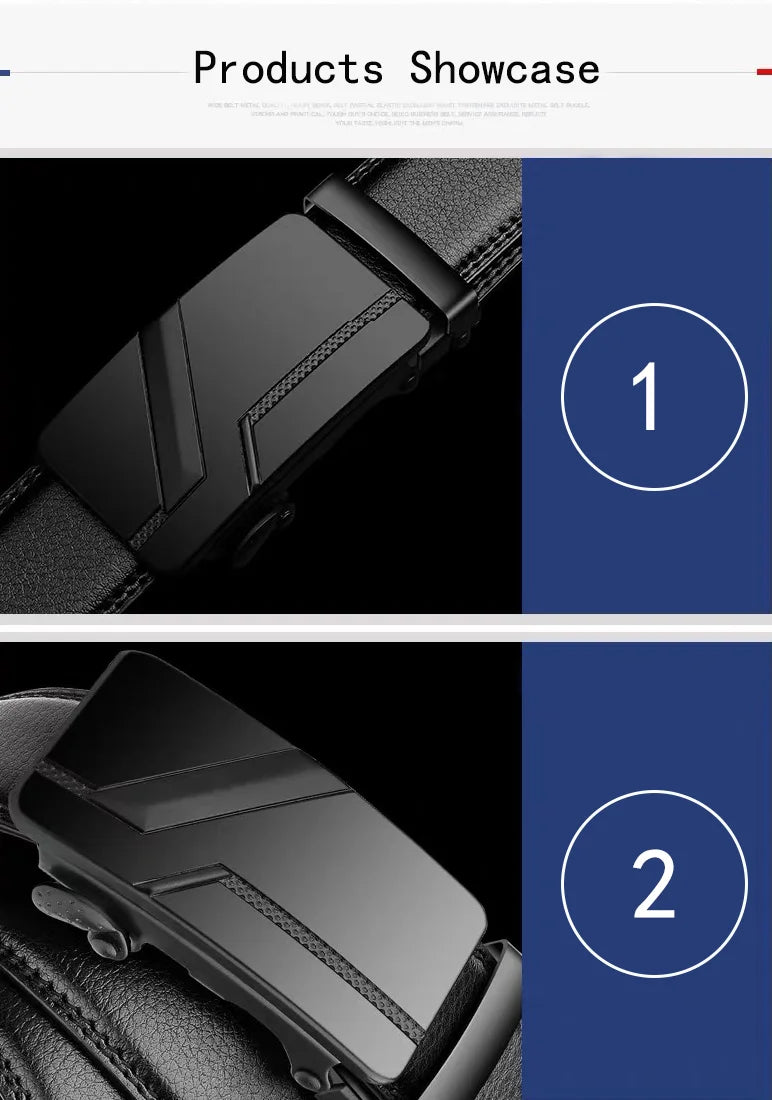 DINISITON Men's PU Leather Belt Fashion Automatic Buckle Belt for Popular Business High Quality Male Belt