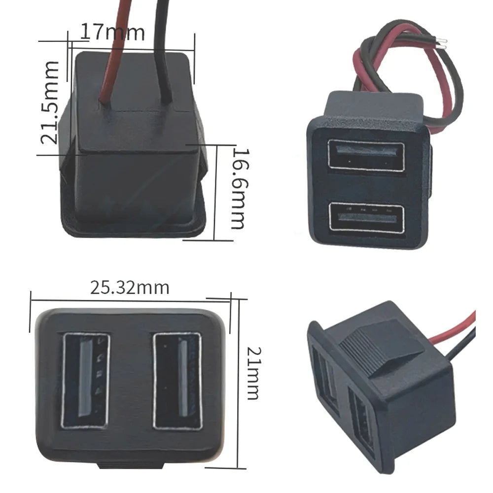 1/3pcs Double Layer Usb Female Base 3A 100V Type-C Socket and Female Usb Lamp Charging Socket Power Socket With Cable Connector