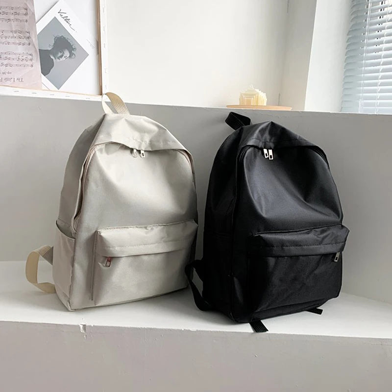 Korean Fashion Solid Backpack Student Schoolbag Women Men Large Capacity Travel Bag Fashion Backpack