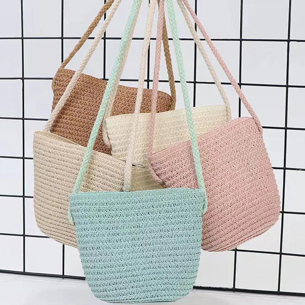 Soft Straw Tote Bags Personalized Travel Shopping Bag Beach Weave Handbag Female Bohemian Shoulder Bag Valentine's Day Gift