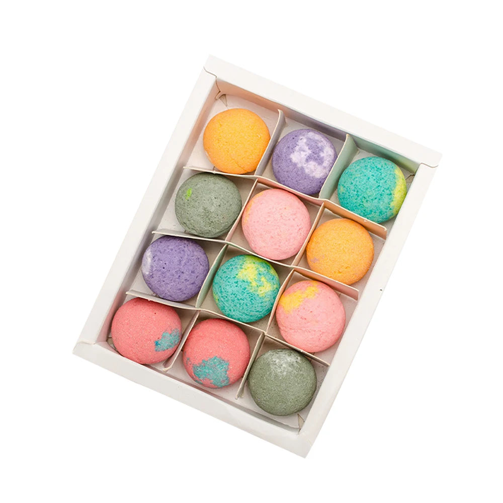 Lot de 12 petites bombes de bain moussantes pour le corps, soulagement du stress, exfoliantes, hydratantes, parfums, aromathérapie, SPA, boule de sel, soins de la peau