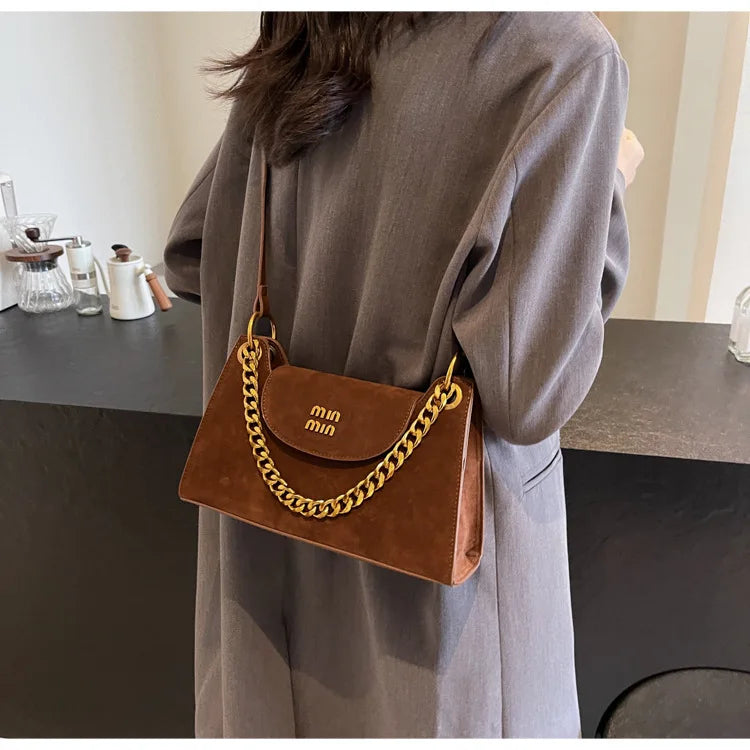 Metal Letter Designer Brand Handbags Top Handle Luxury Shoulder Bags Solid Color Elegant Crossbody Bags Fashion Bags For Women