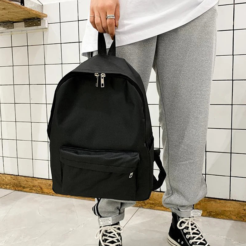 Korean Fashion Solid Backpack Student Schoolbag Women Men Large Capacity Travel Bag Fashion Backpack