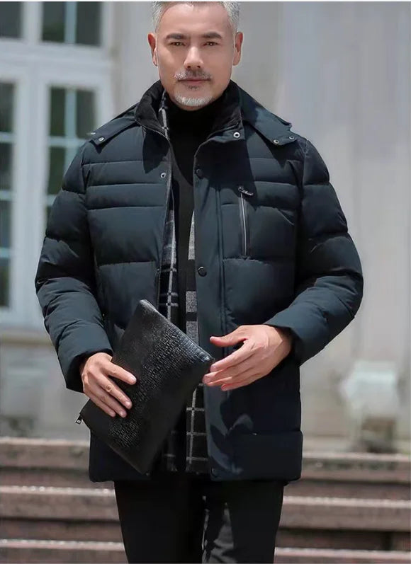 Doudoune d'hiver pour homme, couleur unie, parka à capuche, en laine de haute qualité, épaisse, chaude, coupe-vent, manteau d'hiver pour homme, vêtements pour hommes