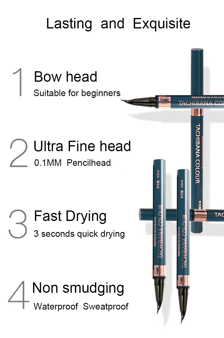 قلم تحديد العيون Bend Headed Tattoo Liner 48h Liquid Pen Ultra Thin Waterproof Eyeliner Long-lasting Outline Shadow Lying Silkworm Eyeliner