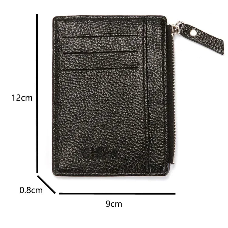 Mini Zipper Card Bag Slim ID Bank Purse Wallet Credit Organizer Portable Small Slim Ultra-thin Short Purse for Men Black