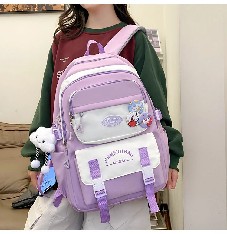 4 In 1 Women's Backpack Girl's School Backpack Back to School Gift Youth Women's Schoolbag Waterproof Large Book Back Pack