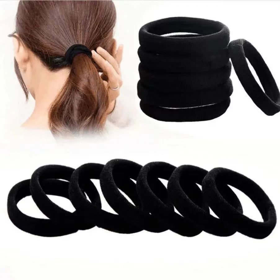 50pcs High Elastic Black Cloth Hair Bands for Women Girls Hairband Rubber Band Hair Ties Ponytail Holder Scrunchies Accessories