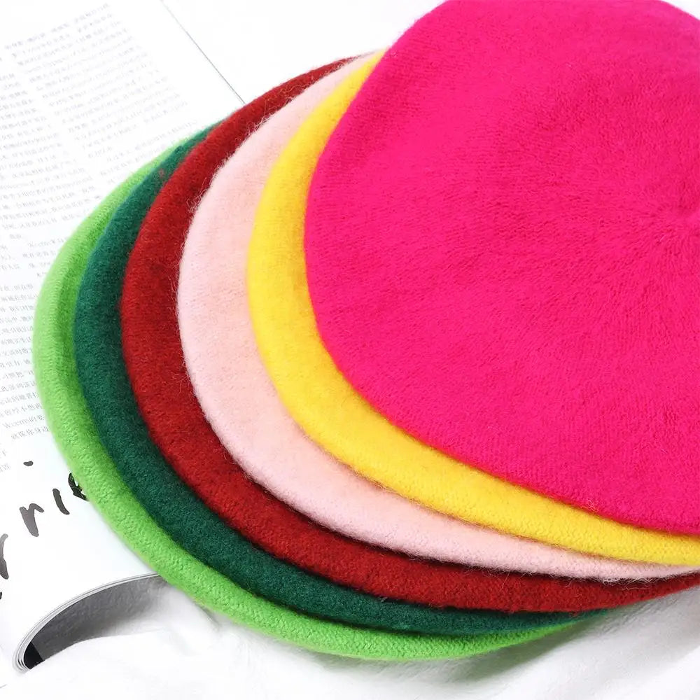 Autumn Winter Felt Beret Hats Women Fashion French Painter Hat Girls Trendy Solid Color Berets Ladies Multicolored Flat Cap