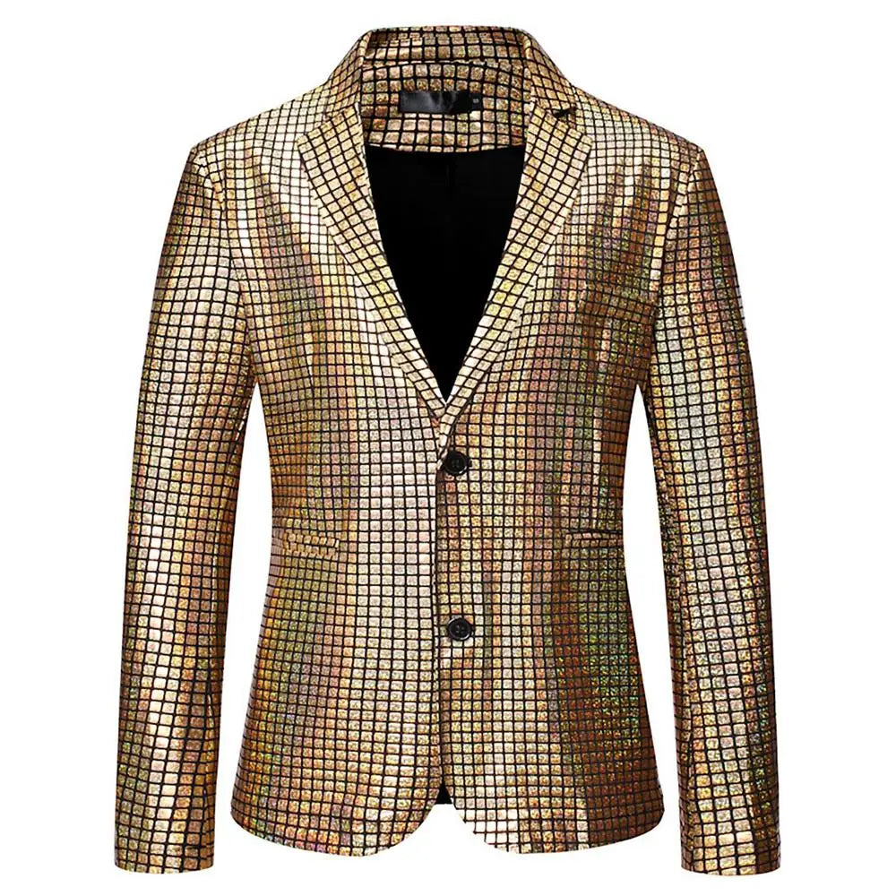 Blazers à paillettes Veste de costume à paillettes brillantes Tenues d'Halloween Blazer à deux boutons Blazer de smoking Disco Glitter Party Blazer pour hommes Dîner