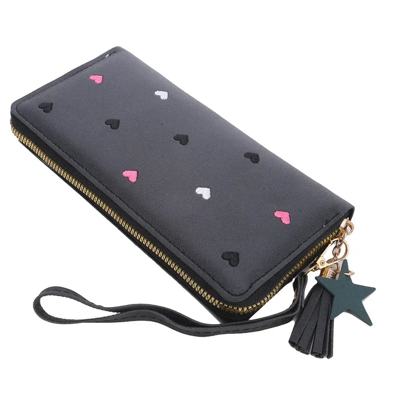 Women Long Wallets Purses Luxury Love Heart Wallets for Ladies Girl Money  Pocket Card Holder Female Wallets Phone Clutch Bag