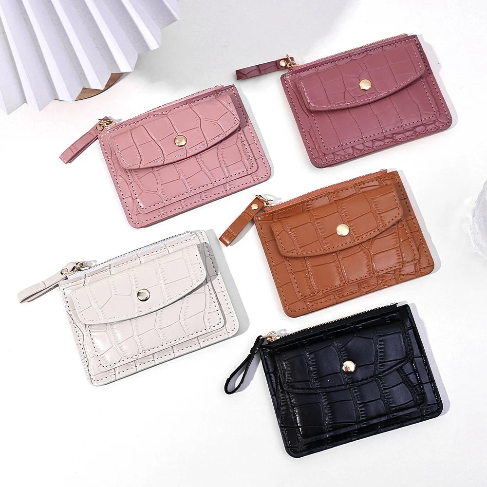 Mini Wallets Hasp Solid Multi-Cards Holder Women Simple Leather Female Purse Coin Short Wallets Slim Small Wallet Zipper Hasp