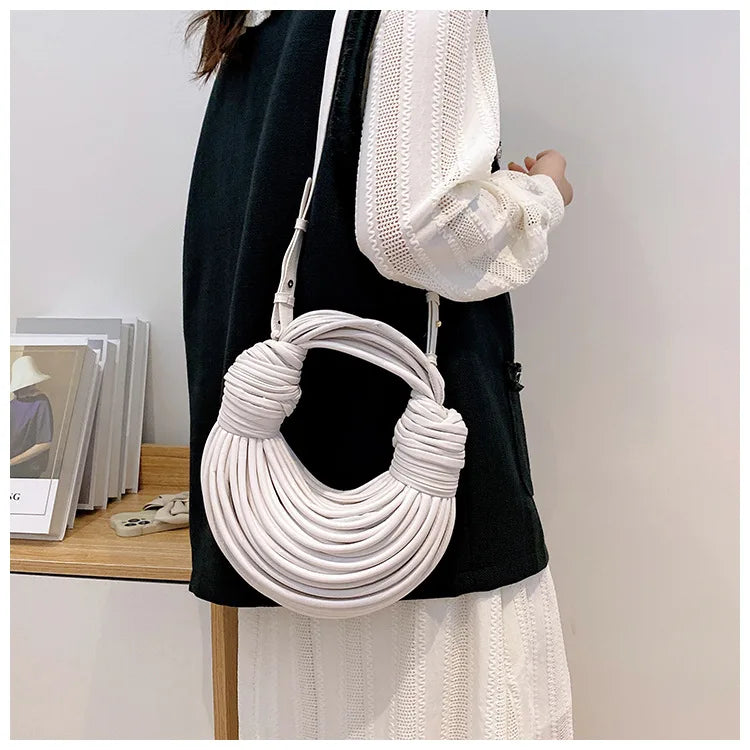 High-end Gold Bag Ladies Handbag Fashion Designer Silver Hand Woven Crossbody Bag Luxury Niche Designer Shoulder Bag New 2024