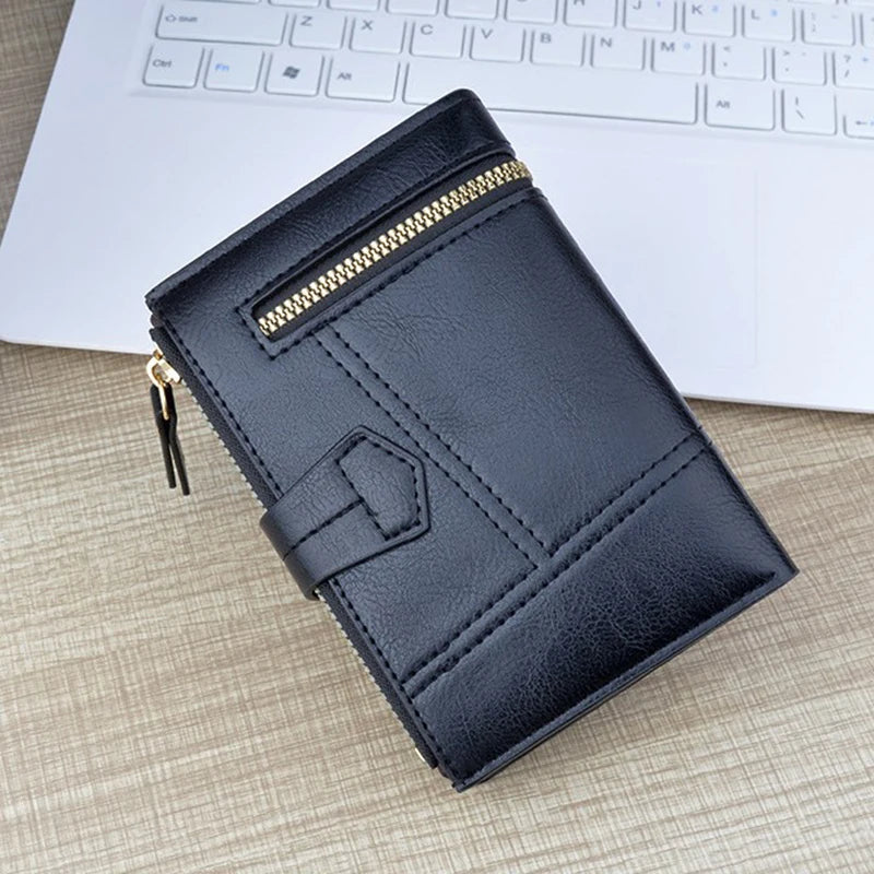 Ultra-thin PU Leather Wallet For Women Fashion Short Card Holder Luxury Designer Solid Color Clutch Bag Wallet