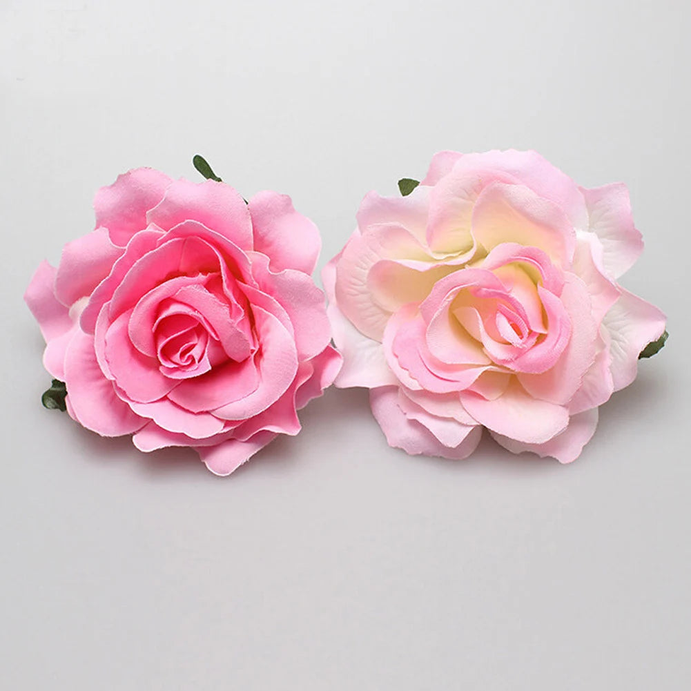 Flamenco Flowers For Hair DIY Headdress For Bridal Flocking Cloth Red Rose Flower Hairpin Hair Clip Party Hair Accessories