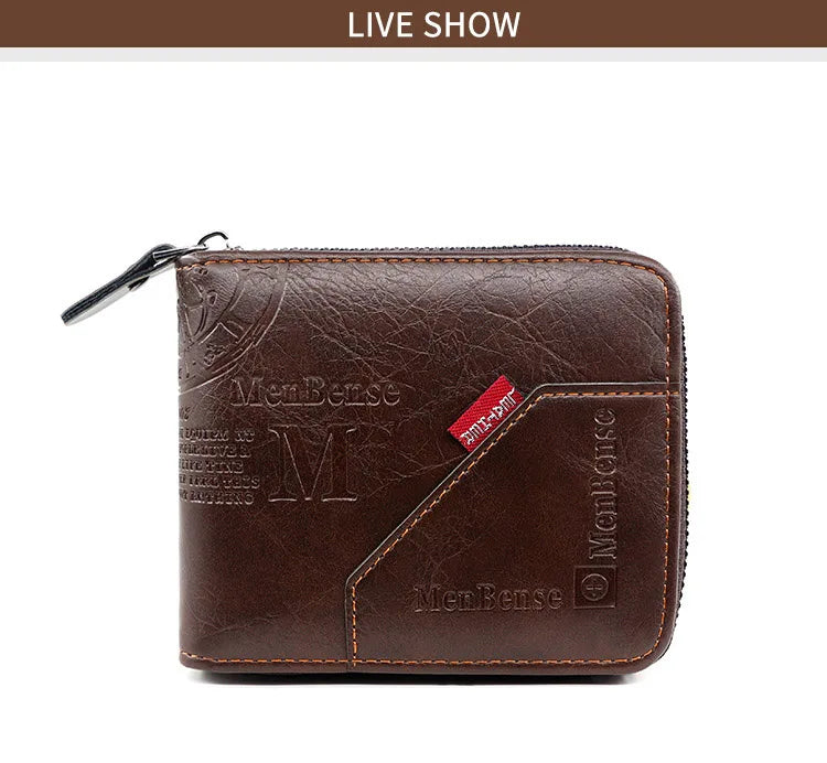 New High Quality Zipper Men Wallets Brand Card Holder Classic Male Wallet  Photo Holder Coin Pocket Men's Purses