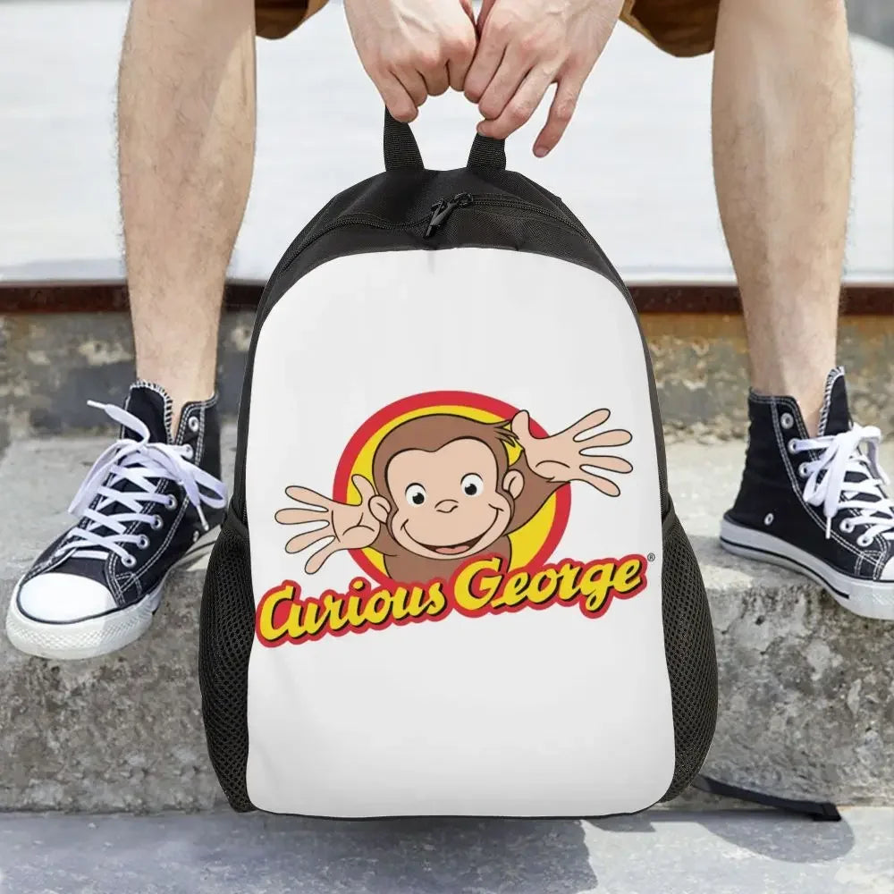 Customized Curious George Backpacks Women Men Casual Bookbag for School College Monkey Bags