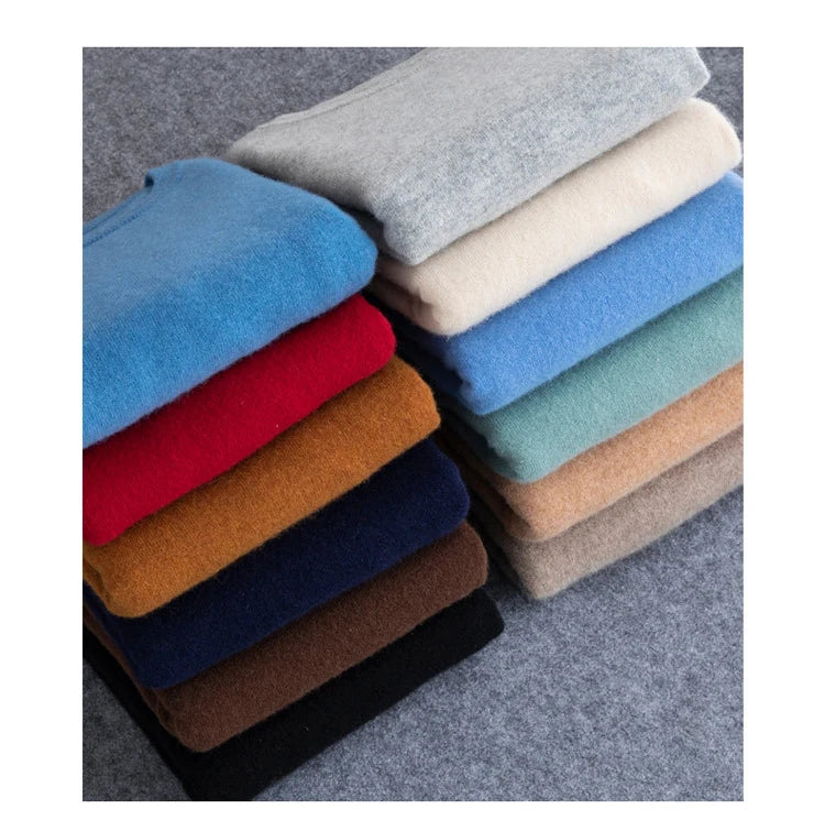 Autumn/Winter New Men's Cashmere Cold Resistant Clothing Round Neck White Sweater Pullover Warm korean Sweaters Pullover Tops