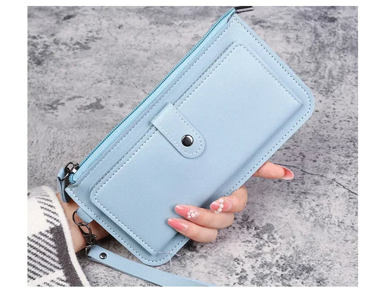 Long Zipper Wallets Coin Cluth Purses Leather Long Wallets Women's Luxury Female Wallet Mini Credit Card Holder Money Bag