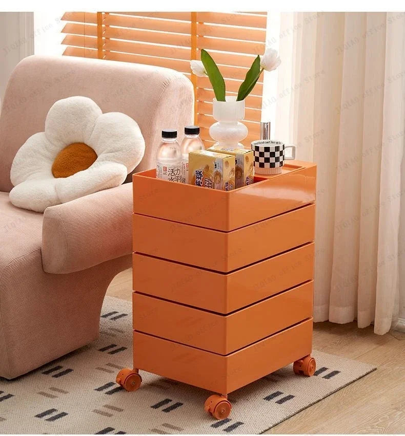 Movable Storage Rack Rotating Bedside Table Storage Cabinet Living Room Home Side Cabinet Multi-layer Snack Storage Cabinet