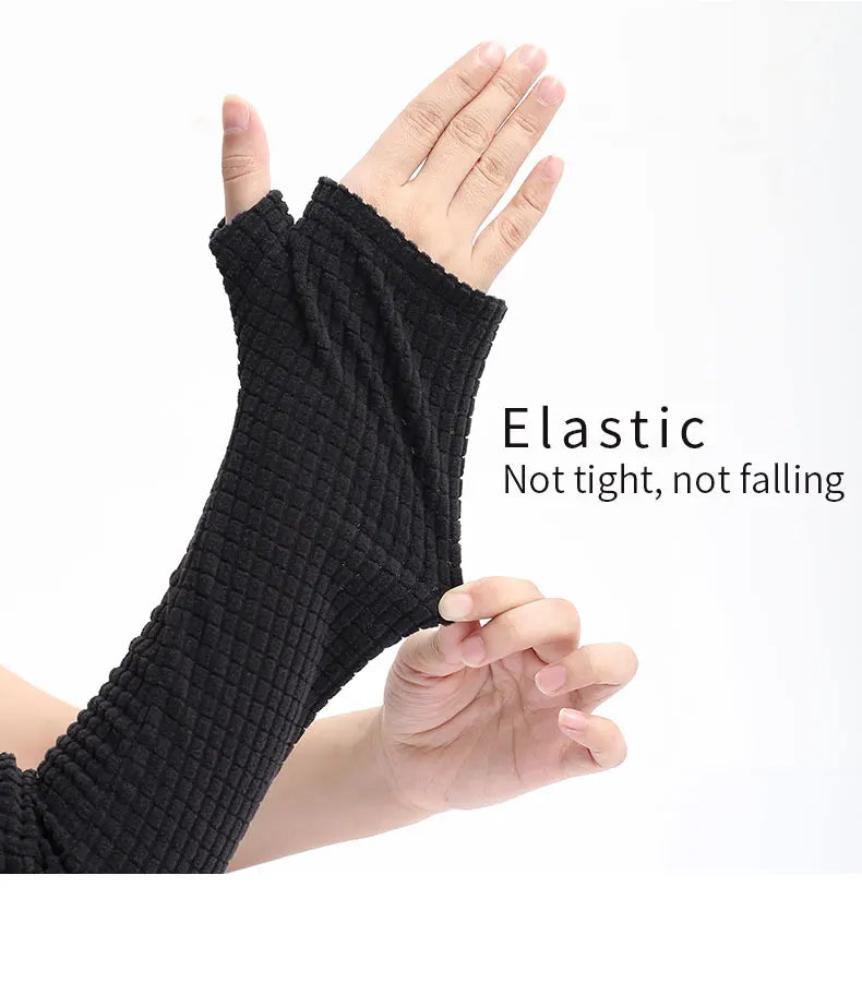 Windproof warm sleeve elbow joint arm cover four seasons leisure air conditioning room warm women's long gloves cold fake sleeve