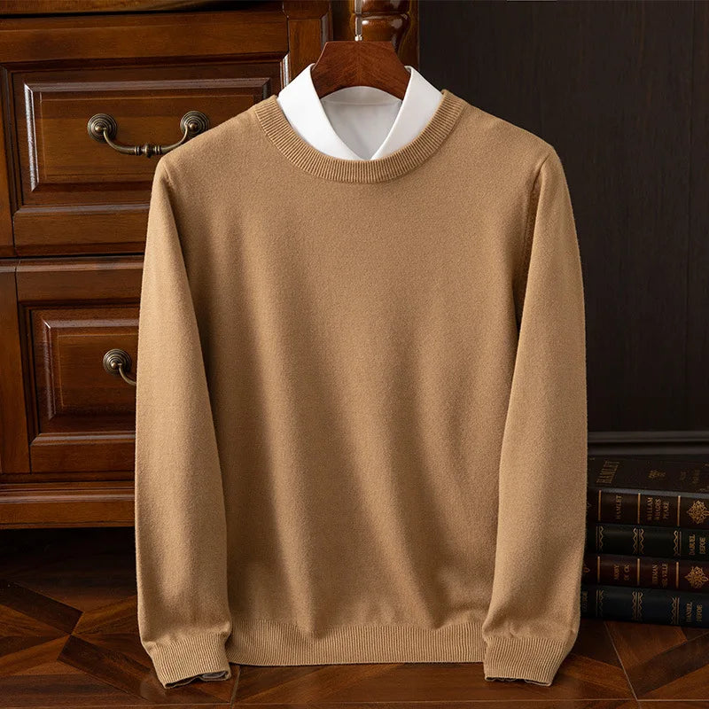 Autumn/Winter New Men's Cashmere Cold Resistant Clothing Round Neck White Sweater Pullover Warm korean Sweaters Pullover Tops