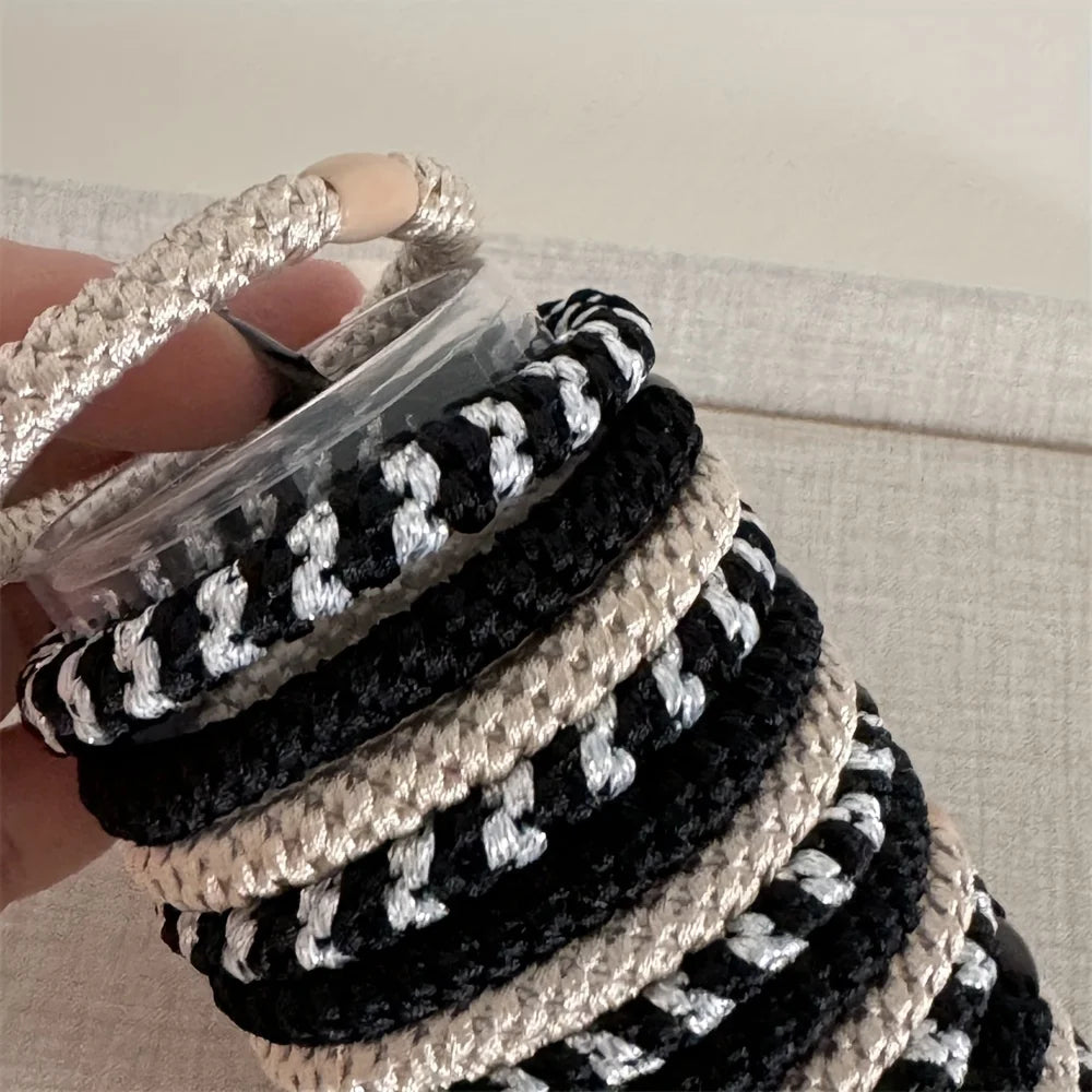 15pcs/set Hair Ties Cans Packaging Braided Twisted Elastic Hair Band Durable High Elasticity Rubber Bands Women Hair Accessories