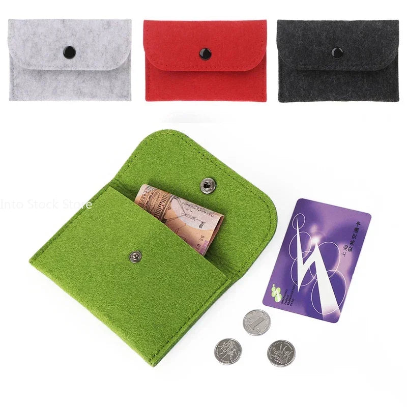 Unisex Felt Coin Purse Bag Women Girls Mini Zipper Coin Wallet Case Casual Square Money Change Card Key Holder Pouch