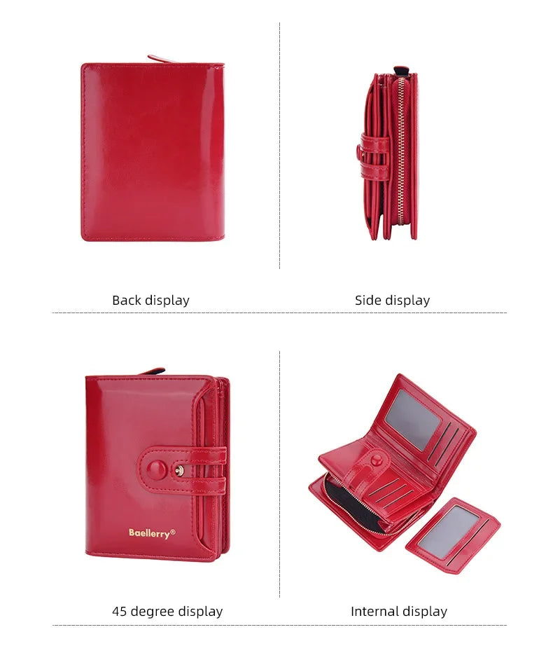 Women Wallets Large Capacity Female Leather Coin Purses Hasp Clutch ID Credit Card Holder Purse Money Bag Red Wallet for Women