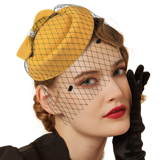 New 20s 50s Vintage Pillbox Hat Kentucky Derby Veil Fascinators Cocktail Tea Party Headwear Clip Fascinator Hat for Women