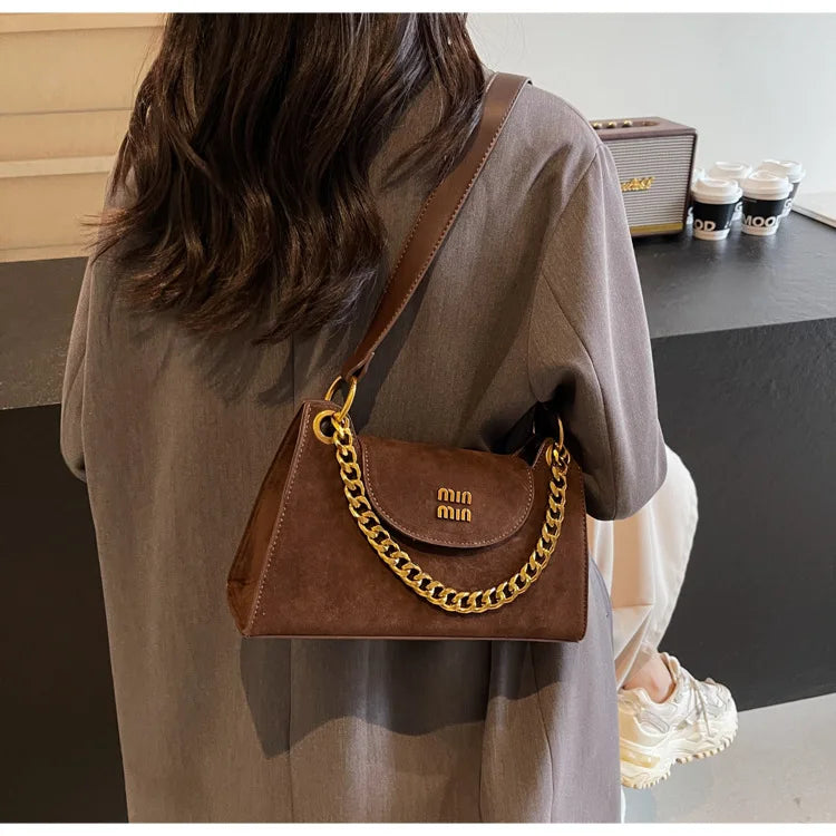 Metal Letter Designer Brand Handbags Top Handle Luxury Shoulder Bags Solid Color Elegant Crossbody Bags Fashion Bags For Women