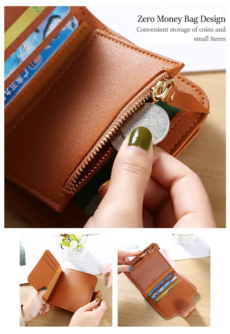 Women Wallets 2023 New Luxury Brand Red Black Small Mini Coin Purse Hasp Card Holder Lady Wallet Zipper Female Leather Buckle