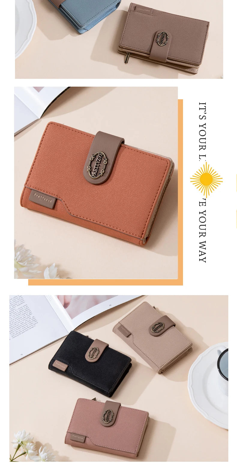 Nubuck Leather Wallet Women Medium Design Purse Card Holder Women Clutches Money Bags Wallets Ladies Vintage Brand Wallets