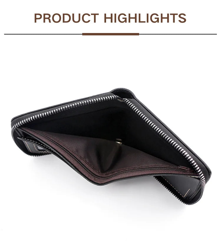 New High Quality Zipper Men Wallets Brand Card Holder Classic Male Wallet  Photo Holder Coin Pocket Men's Purses