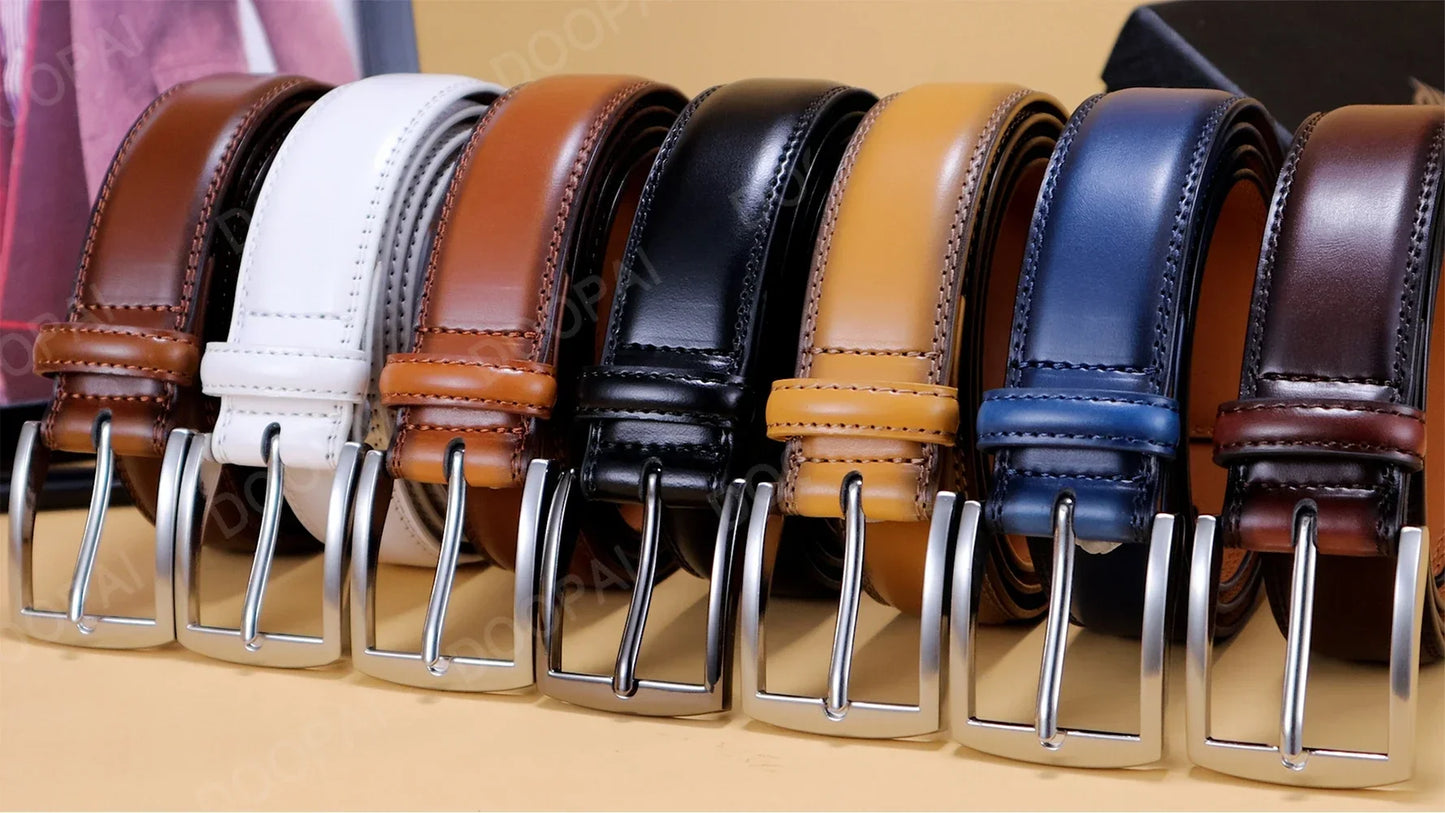 Men Belts High Quality Genuine Leather LONG Large Pin Buckle Metal Automatic Buckle Male Belts Strap Male