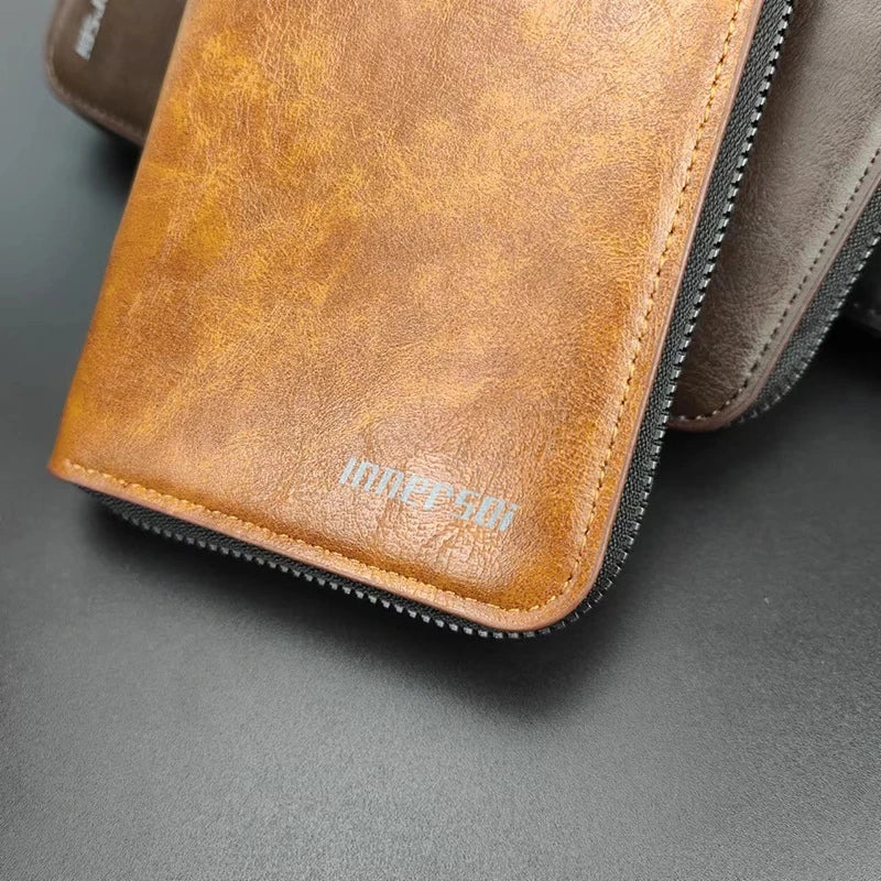 High Quality Men Wallet Long Style Credit Card Holder Male Phone Purse Zipper Large Capacity Brand PU Leather Clutch Bag For Men