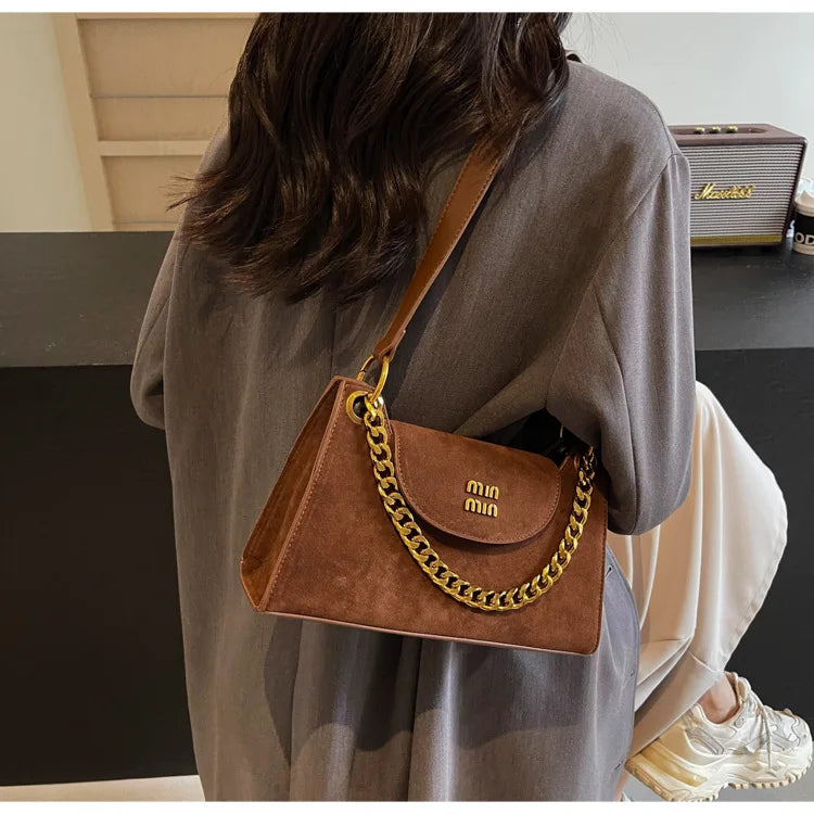 Metal Letter Designer Brand Handbags Top Handle Luxury Shoulder Bags Solid Color Elegant Crossbody Bags Fashion Bags For Women