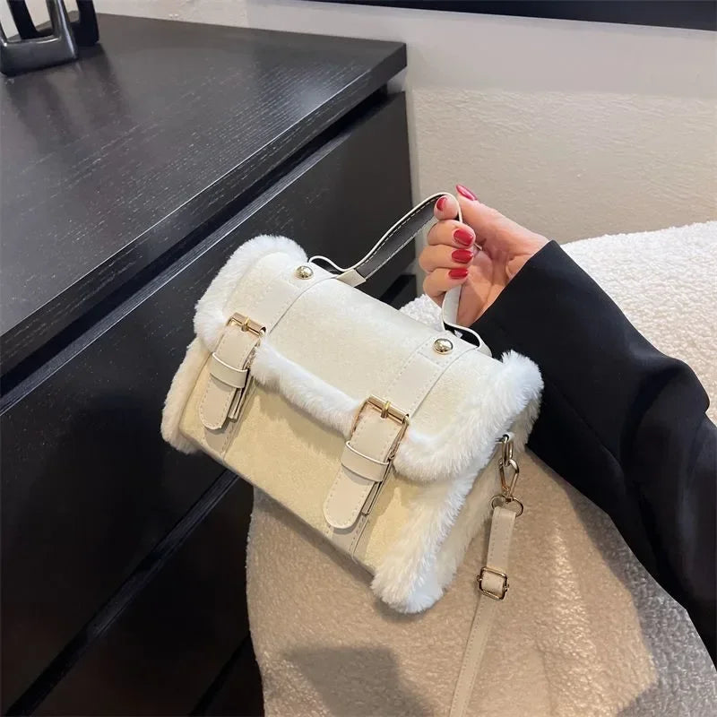 Winter Women Crossbody/shoulder Bag 2023 New Lamb Plush Velvet Bag Lady Small Square Handbag French Korea Style