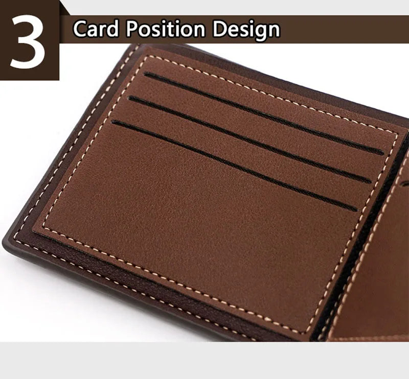 Short Men Wallets Zipper Coin Pocket Slim Card Holder Name Engraved Luxury Male Purses High Quality PU Leather Men's Wallet