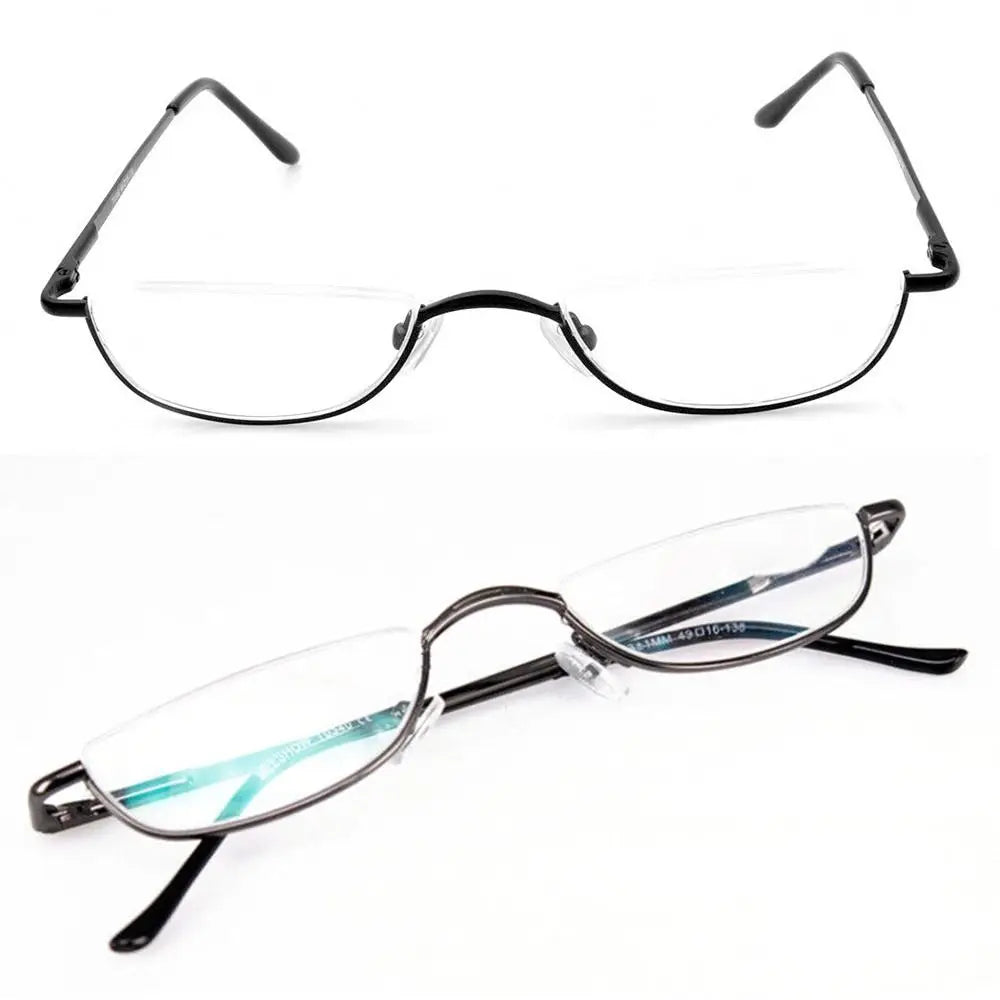 Retro Reading Glasses High-definition Metal Spring Hinges Half Moon Semi Rimless Readers Optical Spectacle Small Frame Eyeglass