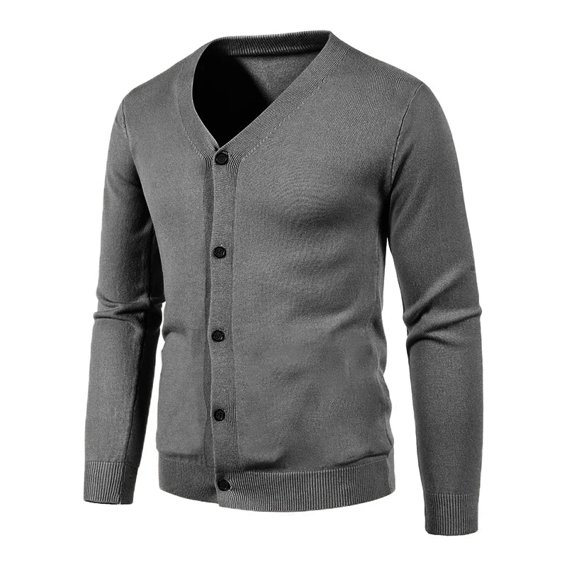 2024 M-5XL Automne Hommes Tricoté Cardigan Mince Col En V Basique Élastique Slim Fit Mince Pull Couleur Unie Décontracté Polyvalent Manteau