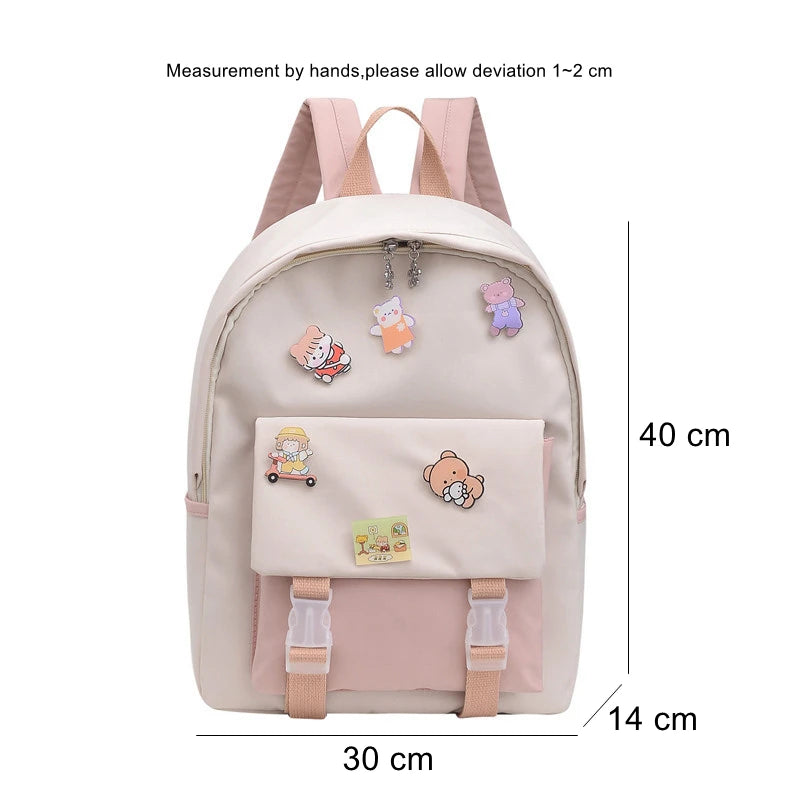 New Female Backpacks Women Cartoon High Capacity Nylon Waterproof College Backpack Trendy Women Laptop Girl Travel School Bags