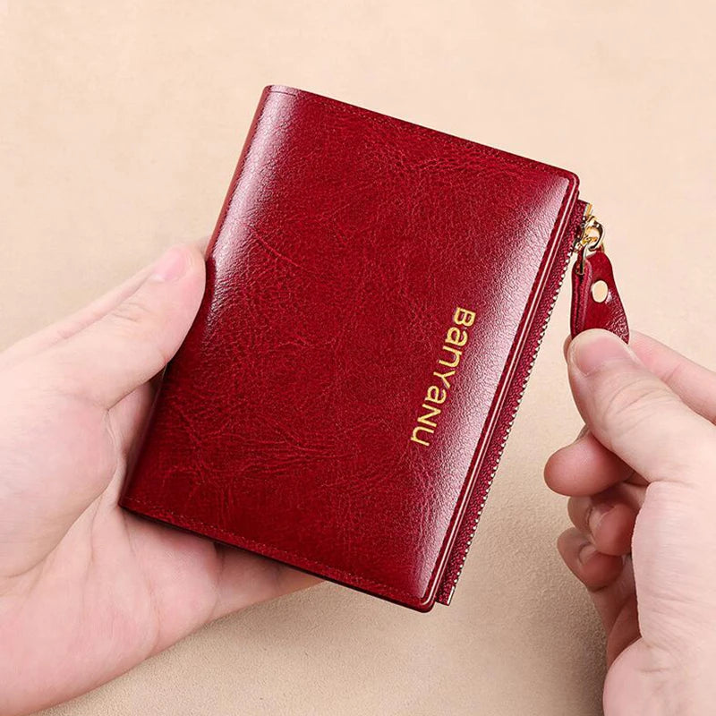 Anti RFID Woman Small Genuine Leather Purse 2024 New Design Ultra Thin Coin Wallet for Women Fashion Gifts