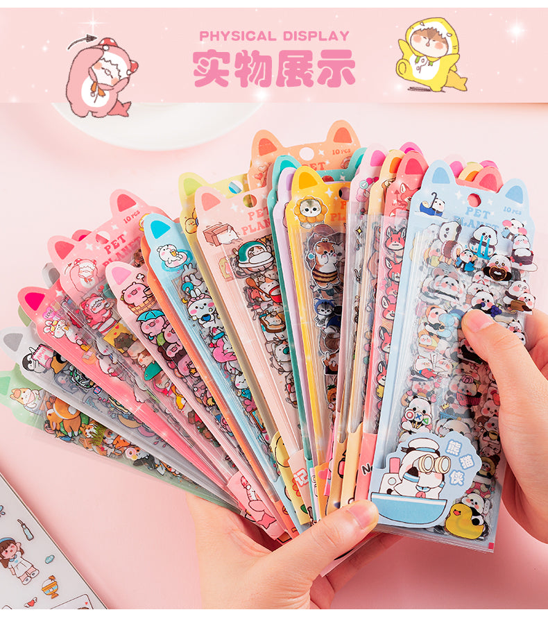 150PCS+ Card Kawaii Scrapbooking Bicycle Decals Gift Frog Students Cartoon Stationery PET Diary Stickers Notebook Cute Girls