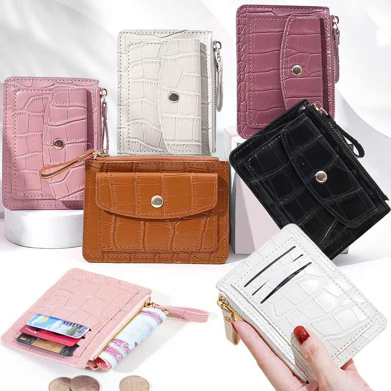 Mini Wallets Hasp Solid Multi-Cards Holder Women Simple Leather Female Purse Coin Short Wallets Slim Small Wallet Zipper Hasp