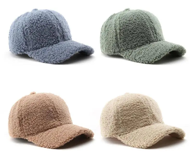 Autumn Winter Baseball Cap Women Artificial Lamb Wool Hats Keep Warm Cap Plush Baseball Caps Spring Baseball Cap Solid Sunshade